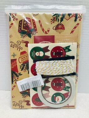 🌼4/$10🌼 NIP Vintage Inspired Christmas Holiday Gift Wrap Kit